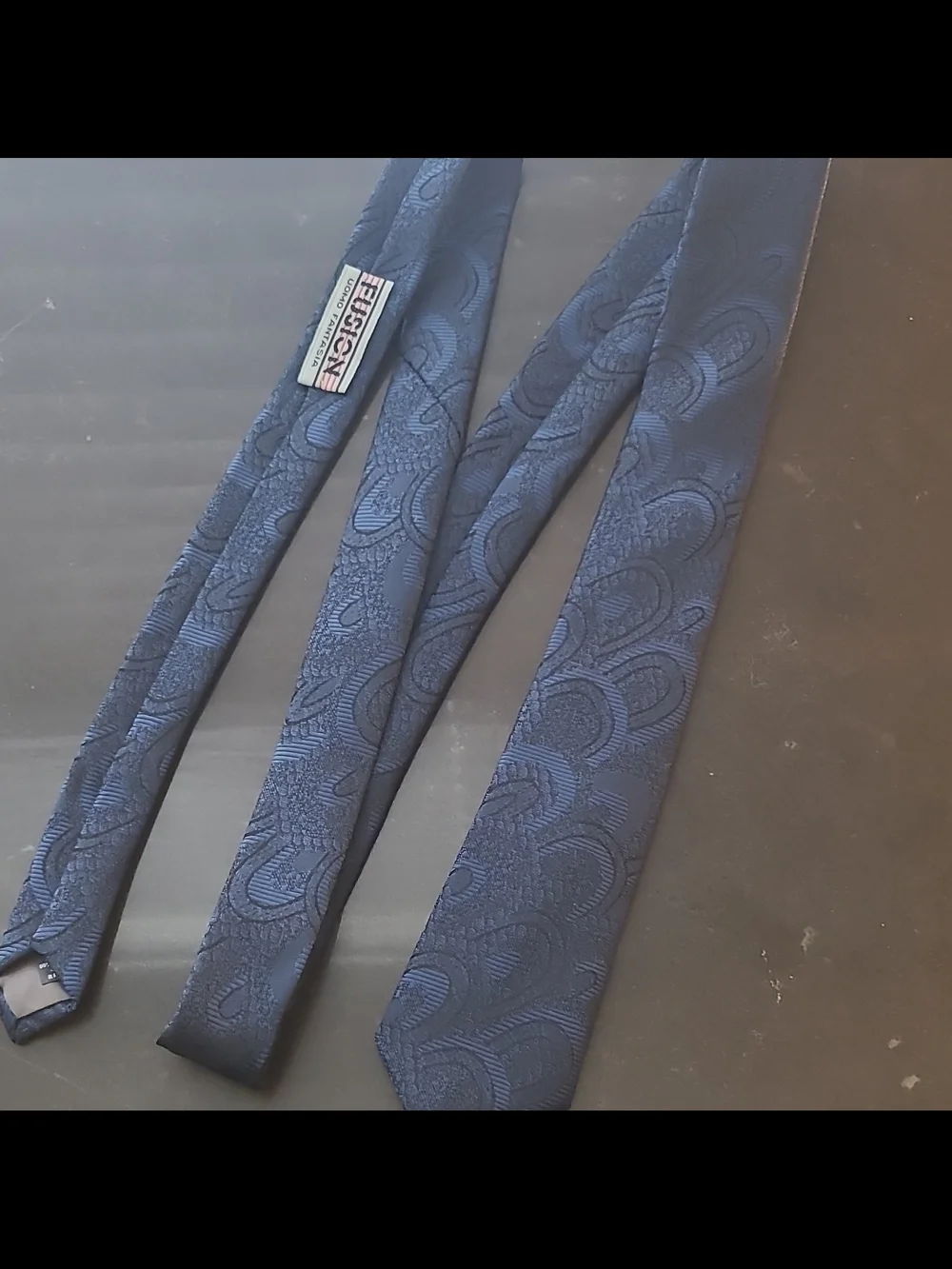 Fusion Uomo Fantasia Men's Blue Paisley Pattern Woven Necktie Skinny Tie 80s